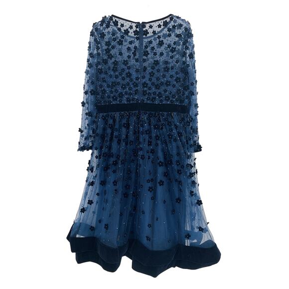 MAC DUGGAL Dress Size 0 Evening Gown Navy Blue Embellished Illusion Velvet NEW - Picture 5 of 6